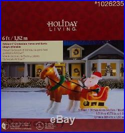 Gemmy Holiday Christmas 6 ft Clydesdale Horse & Santa Sleigh Inflatable NIB