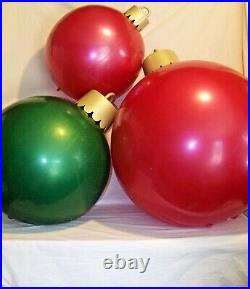 Gemmy Holiday Time Giant Inflatable Christmas Ornament Rubber Red Green Gold Top