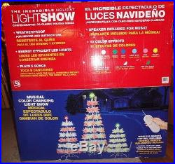 Gemmy Incredible Holiday Light Show Trio Of White Christmas Trees Nib New Nos