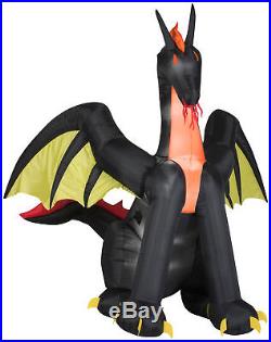 Gemmy Industries Airblown Animated Fire Dragon with Wings Halloween Decoration