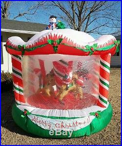 Gemmy Inflatable Christmas Carousel 8′ Airblown Animated Moving Santa Lighted