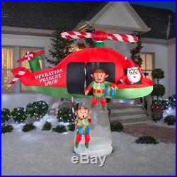Gemmy Inflatable Santa and and Elves in Helicopter Scene 114.17in. D x 57.09 in