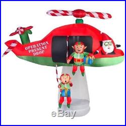 Gemmy Inflatable Santa and and Elves in Helicopter Scene 114.17in. D x 57.09 in