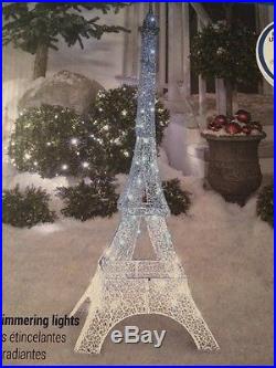 Gemmy LED Lightshow 5′Glimmer Icy Blue Crystal Eiffel Tower Sculpture Christmas