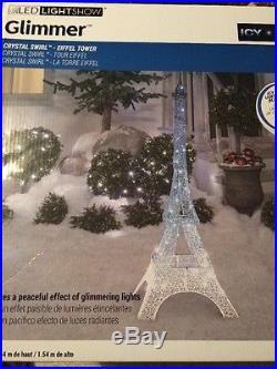 Gemmy LED Lightshow 5'Glimmer Icy Blue Crystal Eiffel Tower Sculpture Christmas