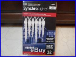 Gemmy Led Icicle Synchro Lights White 12 Ct New
