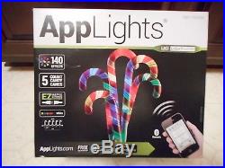 Gemmy Lightshow Applights 140 Effect Multi Color 5 Ct Candy Cane Pathway Lights