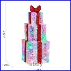 Gemmy Orchestra of Lights 35.43 inch Color-Changing Crystal Swirl Gift Box Trio