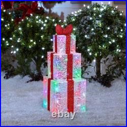Gemmy Orchestra of Lights 35.43 inch Color-Changing Crystal Swirl Gift Box Trio