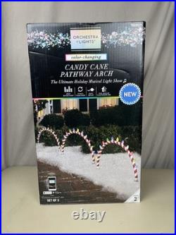 Gemmy Orchestra of Lights 3-Count LED Christmas Candy Cane Arch Pathway Markers