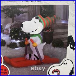 Gemmy Peanuts Snoopy Skiing Airblown Inflatable 4.5ft Holiday Decor Seasonal