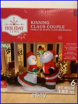 Gemmy Santa & Mrs. Claus Kissing Under Mistletoe Christmas Airblown Inflatable