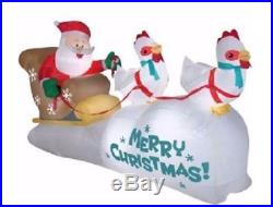 Gemmy Santa Sleigh Chickens Christmas Inflatable New