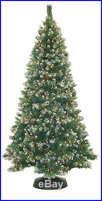 General Foam Plastics 7′ Frosted Pine Christmas Tree with 500 Clear Lights