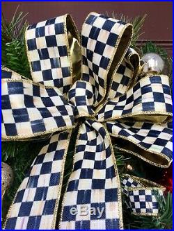 Genuine MacKenzie Child Ribbon 23 Christmas Wreath, Cordless Light withTimer