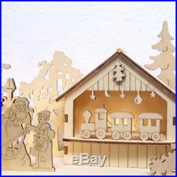 German Christmas Large 17 Lighted Wood Santa Toy Village Advent Calendar New