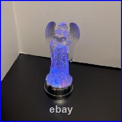 Gerson 13 In Lighted Angel Water Lantern Snow Globe with Continuous Swirling on