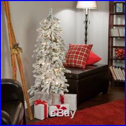 Gerson Company Flocked Alpine Pre-lit Christmas Tree, White, 5 ft