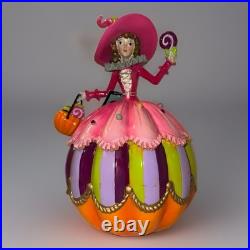 Ghoulish Pink Halloween Witch Girl Pumpkin Candy Figurine 9.5 inch Figure New