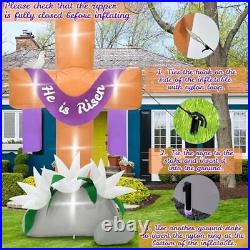 Giant 10 Ft Lighted He is Risen Cross Easter Inflatable Outdoor Yard Decorations