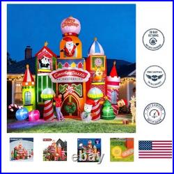 Giant 13.5 FT Candy Castle Inflatable with Rotating Lights Christmas Decor