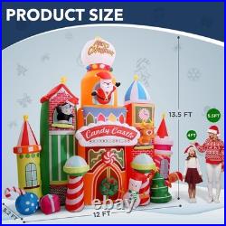 Giant 13.5 FT Candy Castle Inflatable with Rotating Lights Christmas Decor