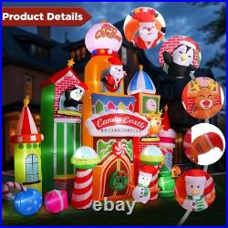 Giant 13.5 FT Candy Castle Inflatable with Rotating Lights Christmas Decor