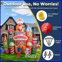 Giant 13.5 FT Candy Castle Inflatable with Rotating Lights Christmas Decor