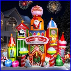 Giant 13.5 FT Candy Castle Inflatable with Rotating Lights Christmas Decor