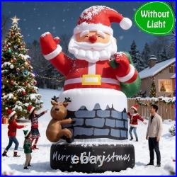 Giant 20-33 FT Christmas Inflatable Santa Claus in Chimney with Light for Xmas