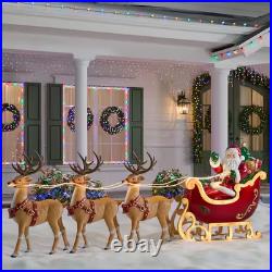 Giant 9-Foot Pre-Lit LED Santa’s Sleigh and Reindeer Set