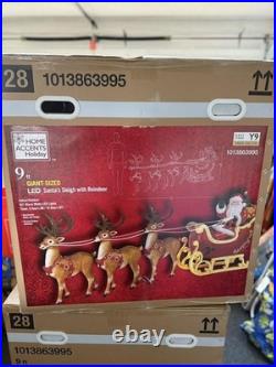 Giant 9-Foot Pre-Lit LED Santa's Sleigh and Reindeer Set Giant 9-Foot Pre-Lit LED Santa's Sleigh and Reindeer Set
