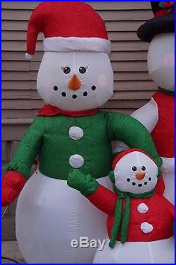 Giant Air Blown Inflatable Snowman Family of 3 Christmas Decor Over 8 FT Tall
