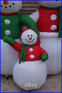 Giant Air Blown Inflatable Snowman Family of 3 Christmas Decor Over 8 FT Tall