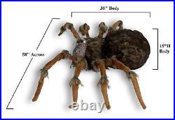 Giant Brown Furry Spider W Green Lighted Eyes Poseable Legs Halloween Decor 58L
