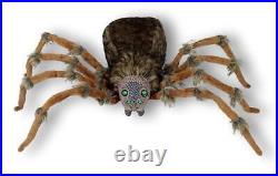 Giant Brown Furry Spider W Green Lighted Eyes Poseable Legs Halloween Decor 58L