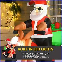 Giant Inflatable Santa Claus Riding Motorcycle Christmas Decoration LED Light