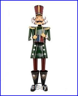 Giant Life-Size 5′ Iron Nutcracker Christmas Holiday Toy Soldiers Green w Drum
