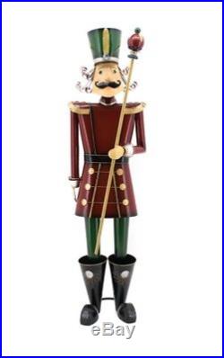 Giant Life-Size 5′ Iron Nutcracker Christmas Holiday Toy Soldiers Red with Staff