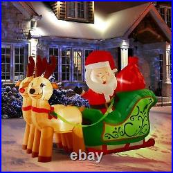 Giant Santa Claus Reindeer Sleigh Inflatable Christmas Yard Decoration Outdoor