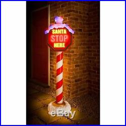 Giant Santa Stop Here Bright Illuminated Sign-128 LED’ -10 X 43CM -Pegs Included