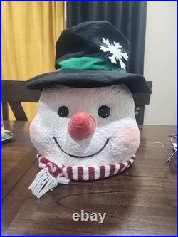 Giant Snowman Head Paper Mache Glitter Christmas Decor