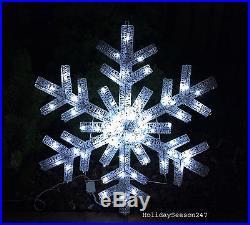 Giant White SnowFlake Holiday Christmas Light Show Motion Hanging Yard Lightshow