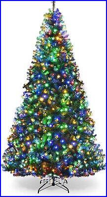 Giantex 9Ft Pre-lit Artificial Christmas Tree Pencil Hinged 1000 Dual-Colored LE