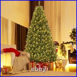 Giantex 9Ft Pre-lit Artificial Christmas Tree Pencil Hinged 1000 Dual-Colored LE