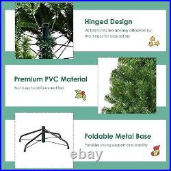 Giantex 9Ft Pre-lit Artificial Christmas Tree Pencil Hinged 1000 Dual-Colored LE
