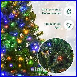 Giantex 9Ft Pre-lit Artificial Christmas Tree Pencil Hinged 1000 Dual-Colored LE