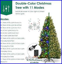 Giantex 9Ft Pre-lit Artificial Christmas Tree Pencil Hinged 1000 Dual-Colored LE