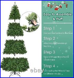 Giantex 9Ft Pre-lit Artificial Christmas Tree Pencil Hinged 1000 Dual-Colored LE