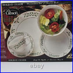 Gibson Christmas Holiday Charm Gold Ivy Trim 20 Piece Set MISSING DINNER PLATES